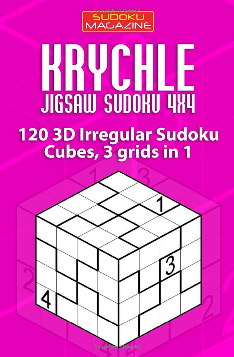 Krychle Jigsaw Sudoku 4x4: 120 3D Irregular Sudoku Cubes, 3 grids in 1 (Krychle Sudoku)