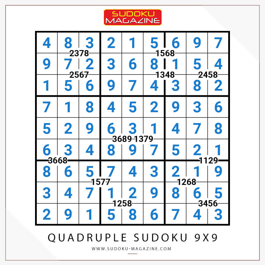 Quadruple Sudoku 9x9 Solution