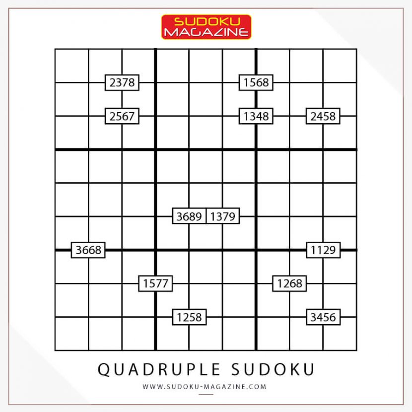 Free Daily Sudoku Quadruple Sudoku (0004) Sudoku Magazine