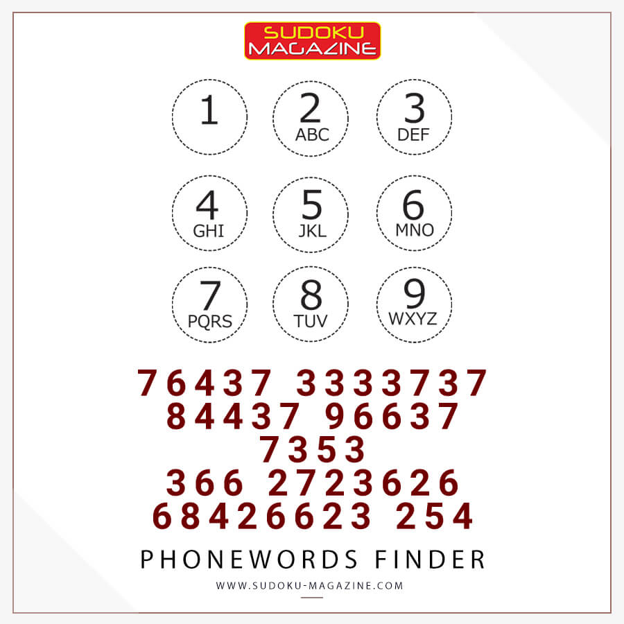 Phonewords Finder Puzzle