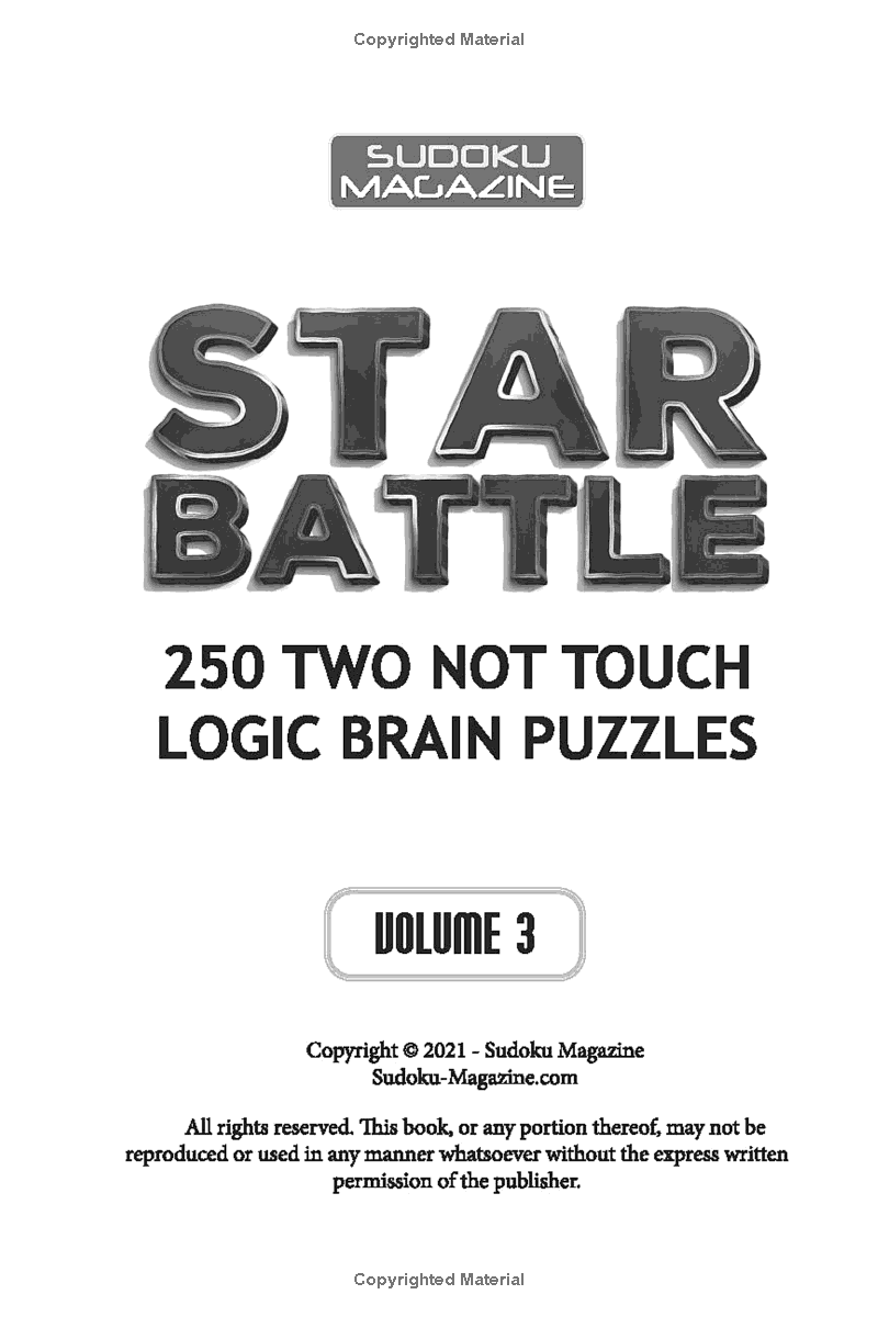 Star Battle 250 Two Not Touch Logic Brain Puzzles Sudoku Magazine 0977