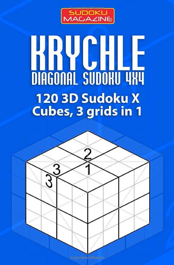 Krychle Diagonal Sudoku 4x4: 120 3D Sudoku X Cubes, 3 grids in 1