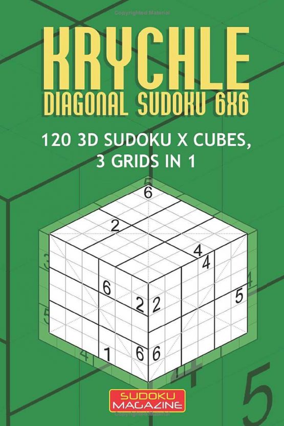 Krychle Diagonal Sudoku 6x6: 120 3D Sudoku X Cubes, 3 grids in 1