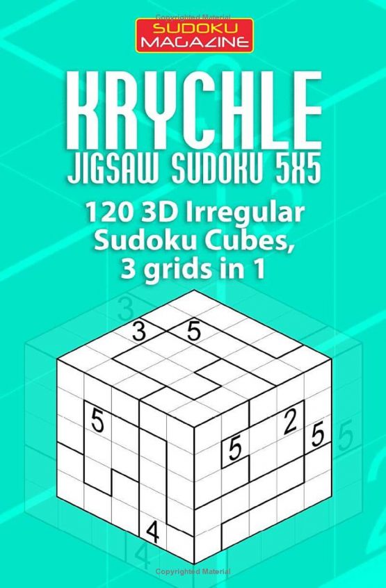 Krychle Jigsaw Sudoku 5x5: 120 3D Irregular Sudoku Cubes, 3 grids in 1