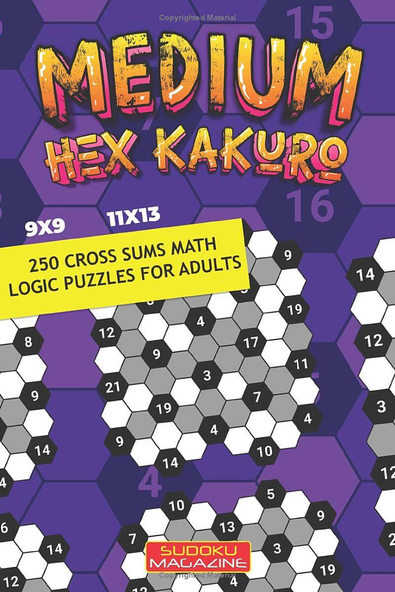 Medium Hex Kakuro: 250 Cross Sums Math Logic puzzles for adults