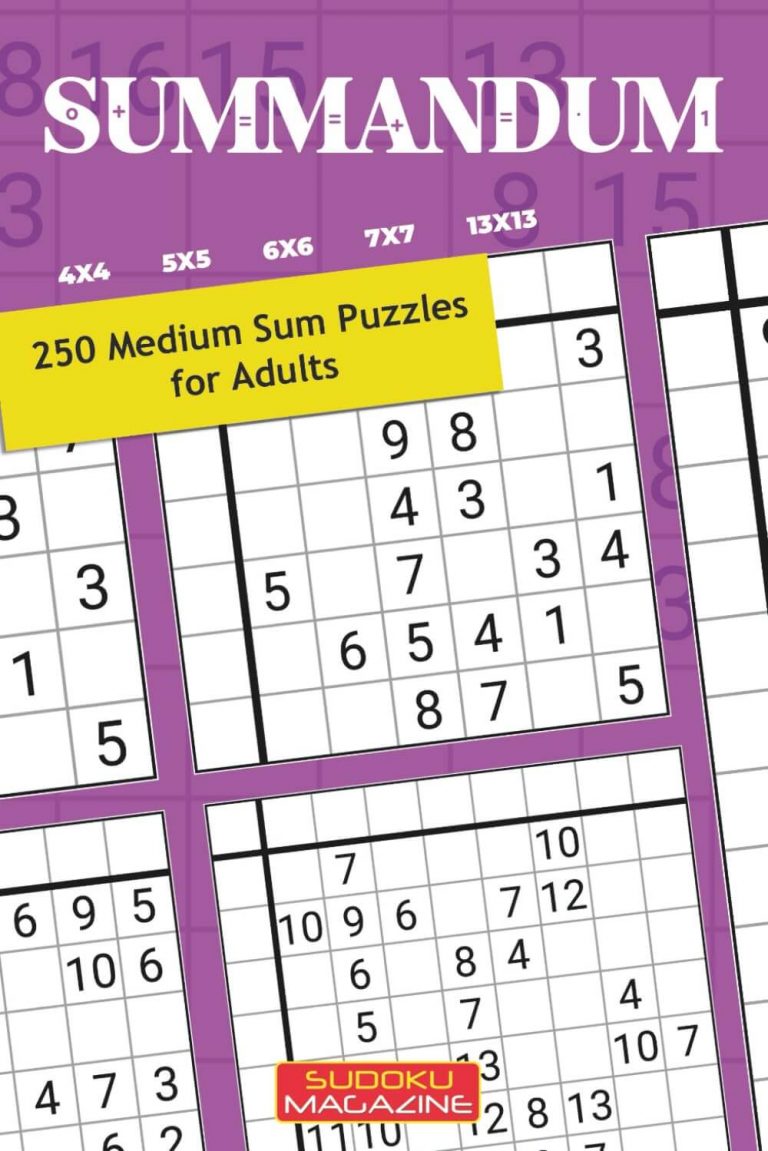 Mediume Math Sums Summandum: 250 Medium Sum Puzzles for Adults – Sudoku Magazine
