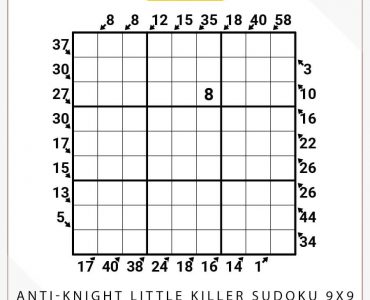 Anti-Knight Little Killer Sudoku 9x9