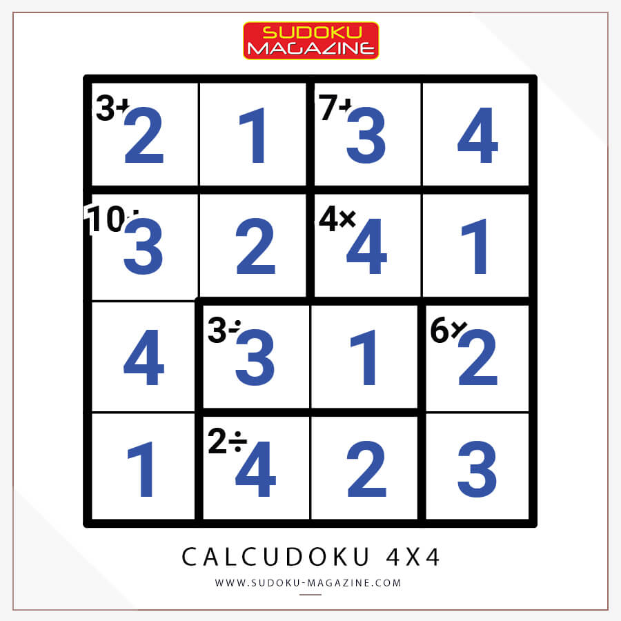 CalcuDoku 4x4 Solution