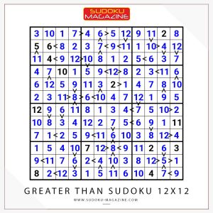 Greater Than Sudoku 12x12 Solution