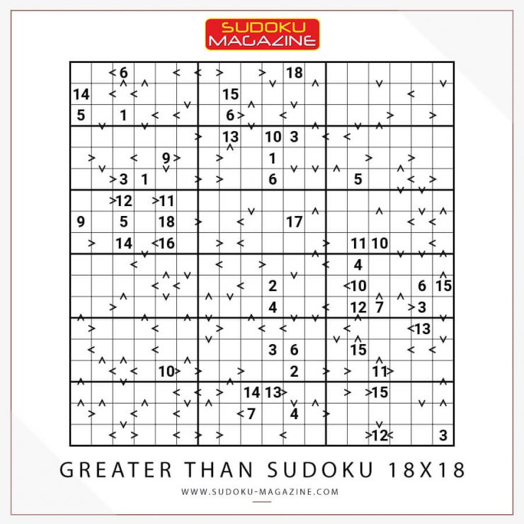 Greater Than Sudoku 18x18