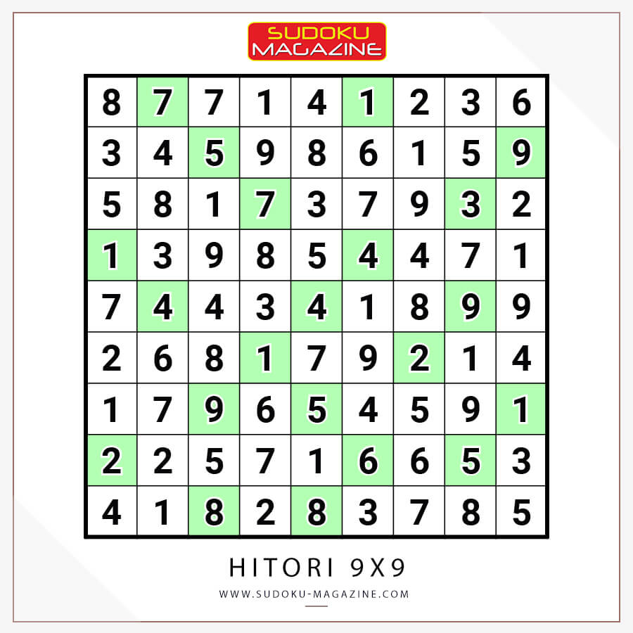 Hitori 9x9 Solution