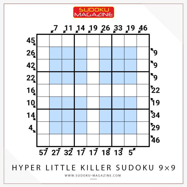 Hyper Little Killer Sudoku 9×9