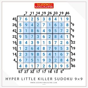 Hyper Little Killer Sudoku 9×9 Solution