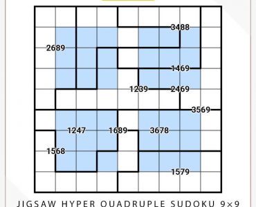Jigsaw Hyper Quadruple Sudoku 9×9