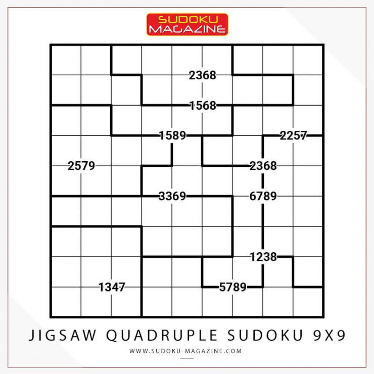 Jigsaw Quadruple Sudoku 9x9
