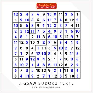 Jigsaw Sudoku 12x12 Solution
