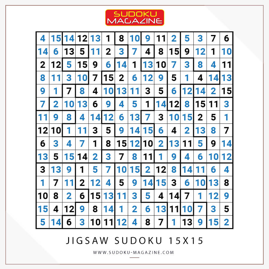 Jigsaw Sudoku 15x15