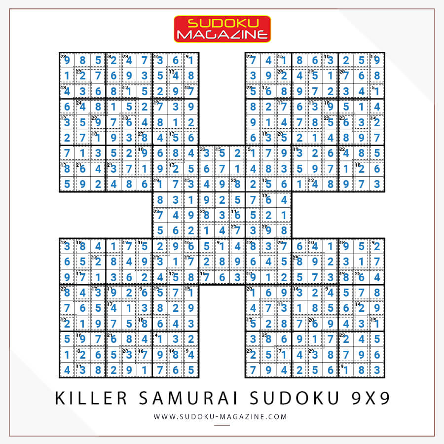 Killer Samurai Sudoku Solution