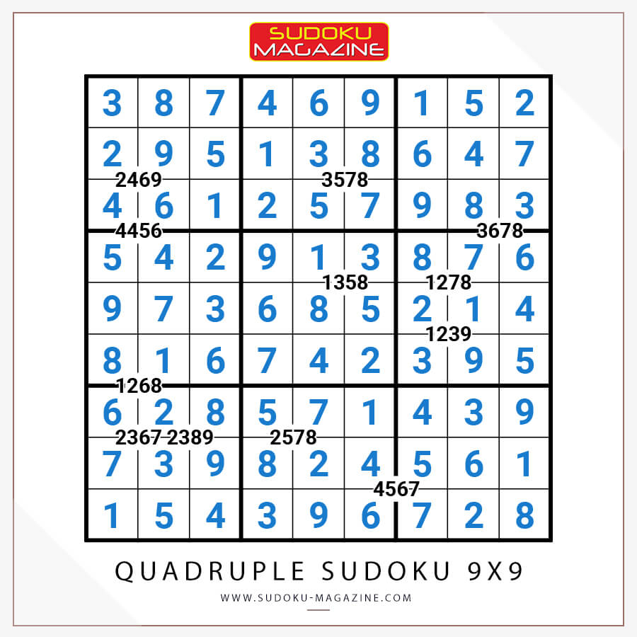 Quadruple Sudoku 9x9 Solution