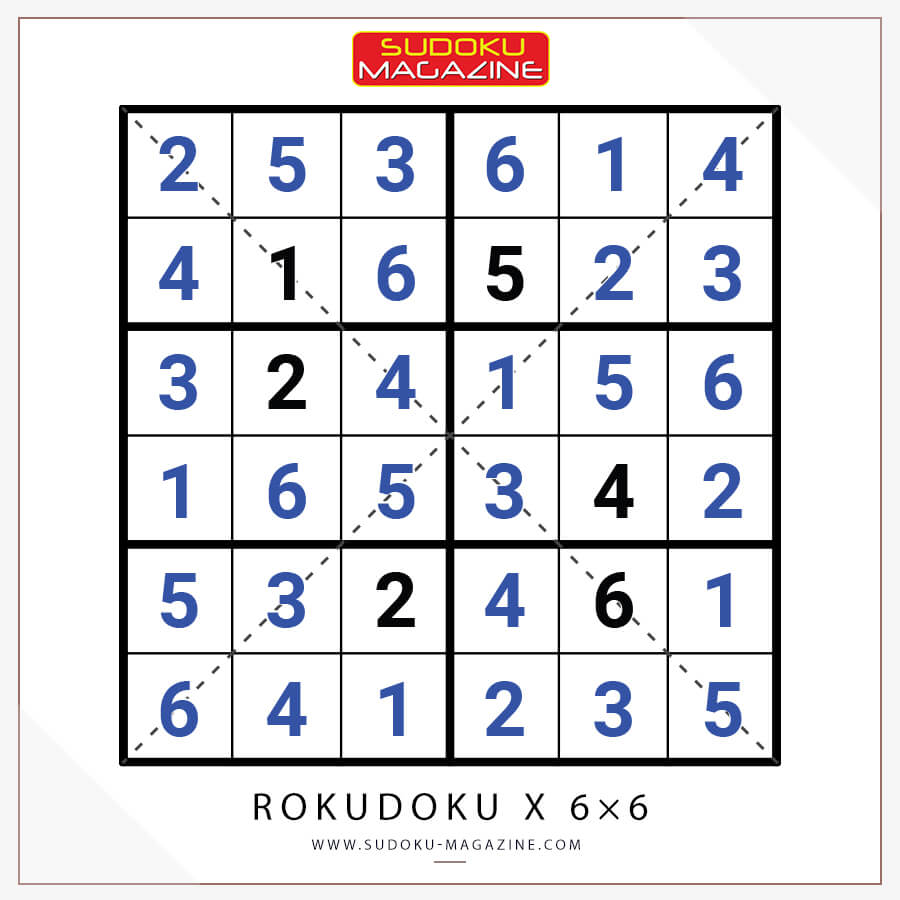 Rokudoku X 6×6 Solution