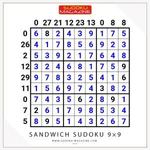 Sandwich Sudoku 9x9 Solution