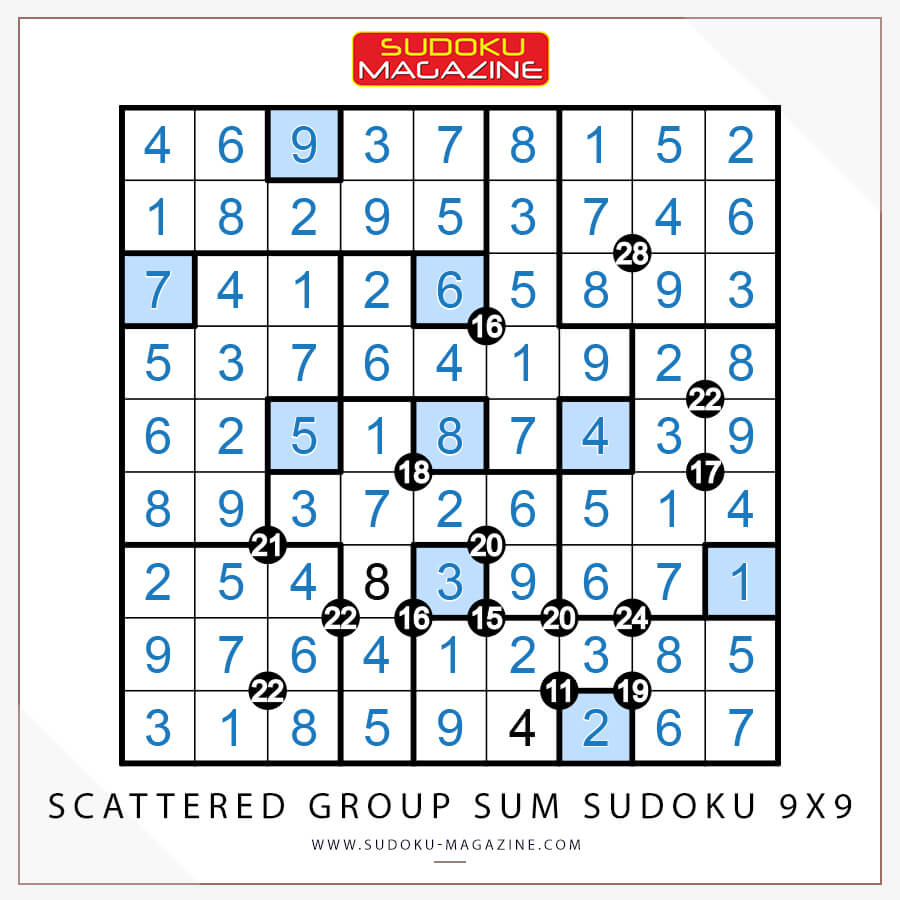 Scattered Group Sum Sudoku 9x9 Solution