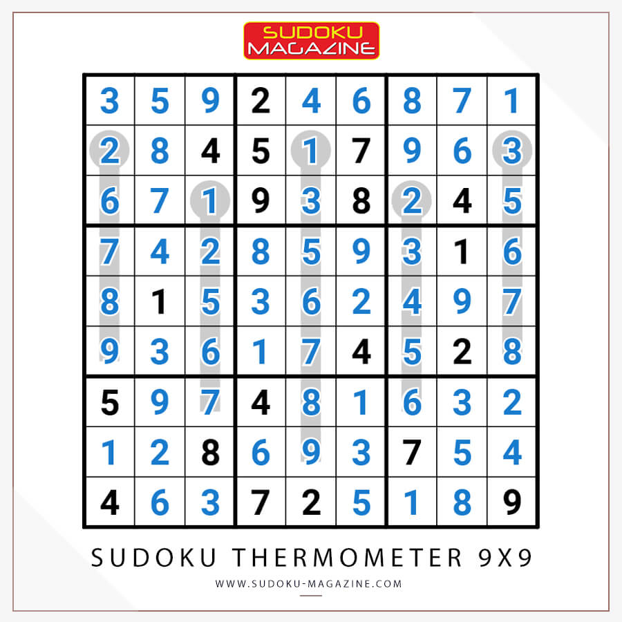 Sudoku Thermometer 9x9 Solution