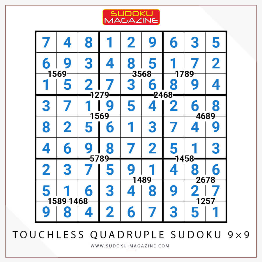Touchless Quadruple Sudoku 9×9 Solution