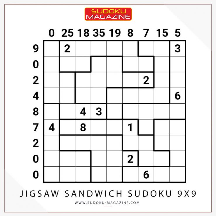Jigsaw Sandwich Sudoku 9x9
