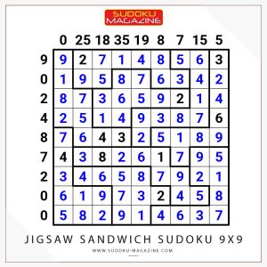 Jigsaw Sandwich Sudoku 9x9 Solution