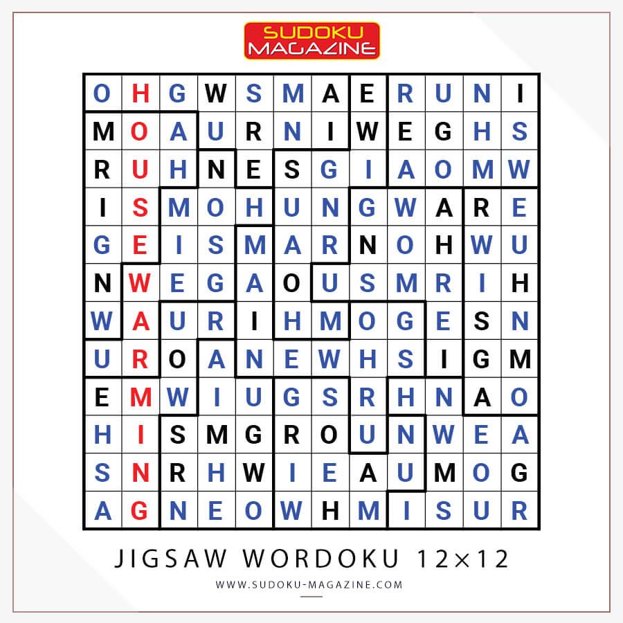 Jigsaw Wordoku 12x12 Solution