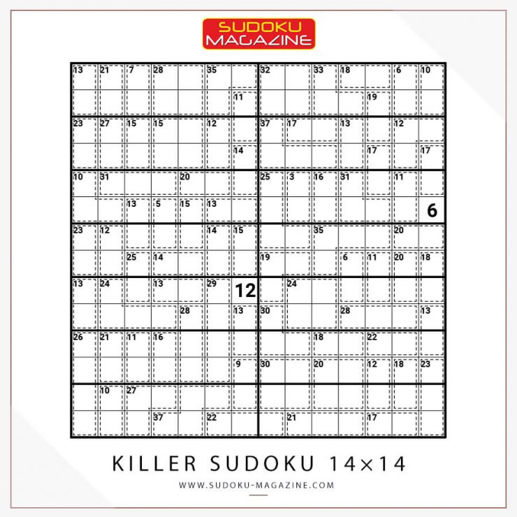 Free Daily Sudoku: Killer Sudoku 14×14 (0067) – Sudoku Magazine