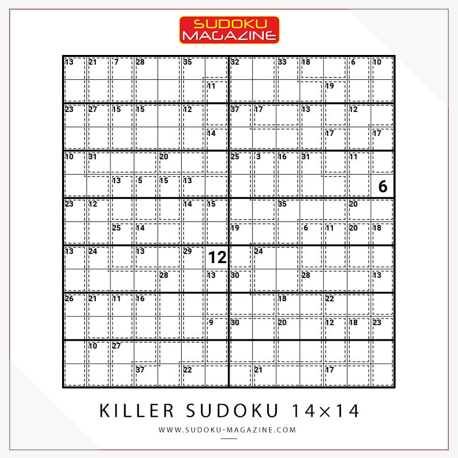 Free Daily Sudoku: Killer Sudoku 14×14 (0067) – Sudoku Magazine
