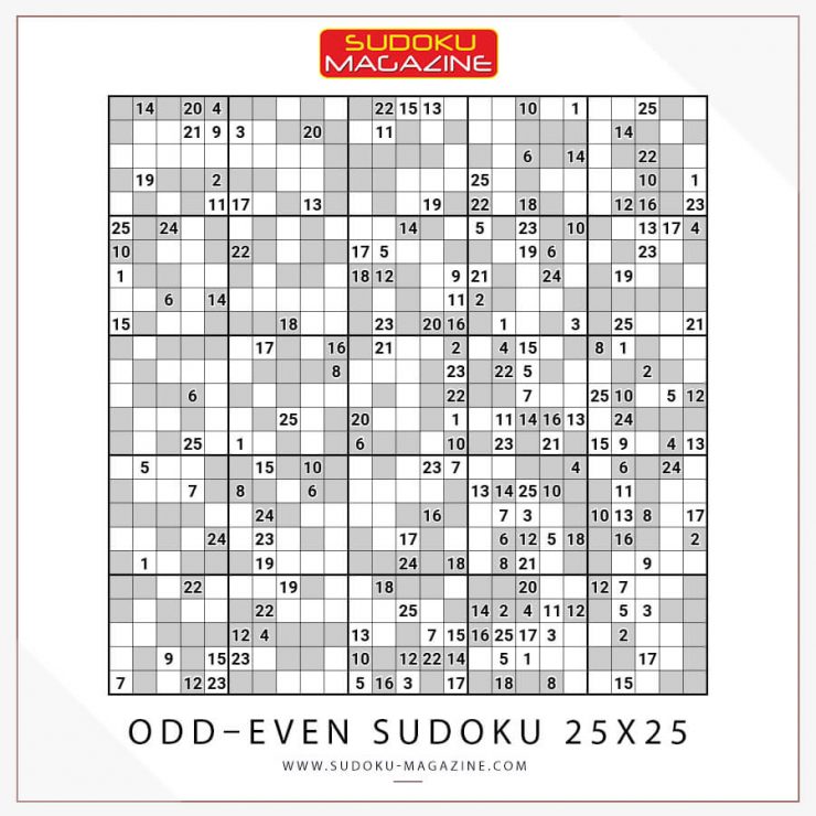 Odd–Even Sudoku 25x25
