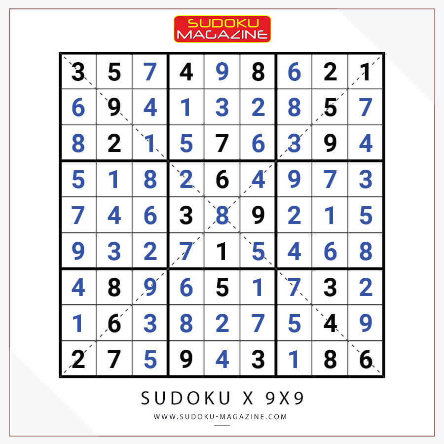Sudoku X 9x9 Solution