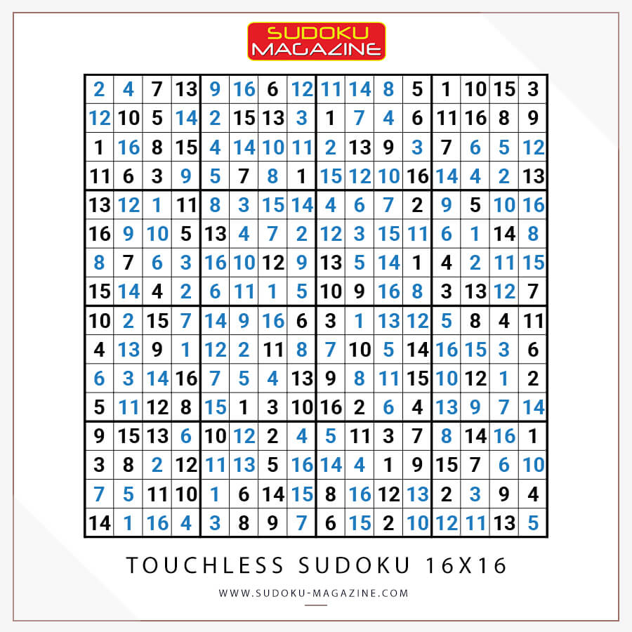 Touchless Sudoku 16x16