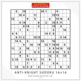 Anti-Knight Sudoku 16×16