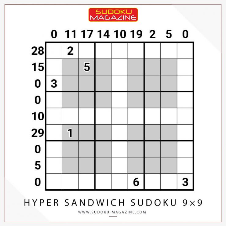 Hyper Sandwich Sudoku 9×9