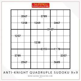Anti-Knight Quadruple Sudoku 9x9