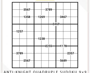 Anti-Knight Quadruple Sudoku 9x9