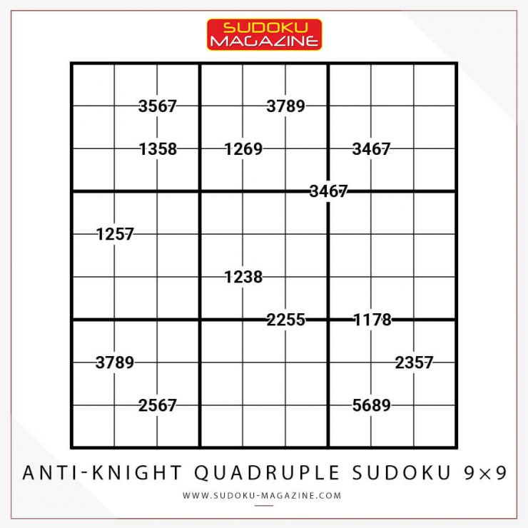 Anti-Knight Quadruple Sudoku 9x9