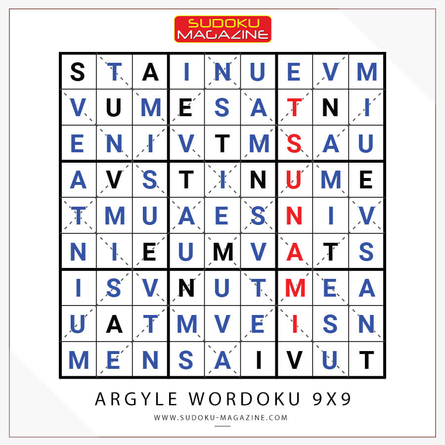 Argyle Wordoku 9x9 Solution