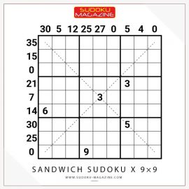 Sandwich Sudoku X 9x9
