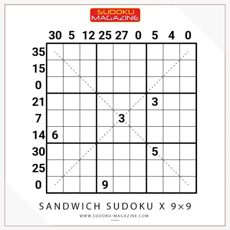 Sandwich Sudoku X 9x9