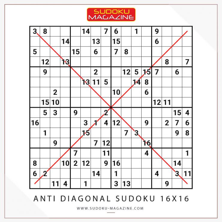 Anti Diagonal Sudoku 16x16