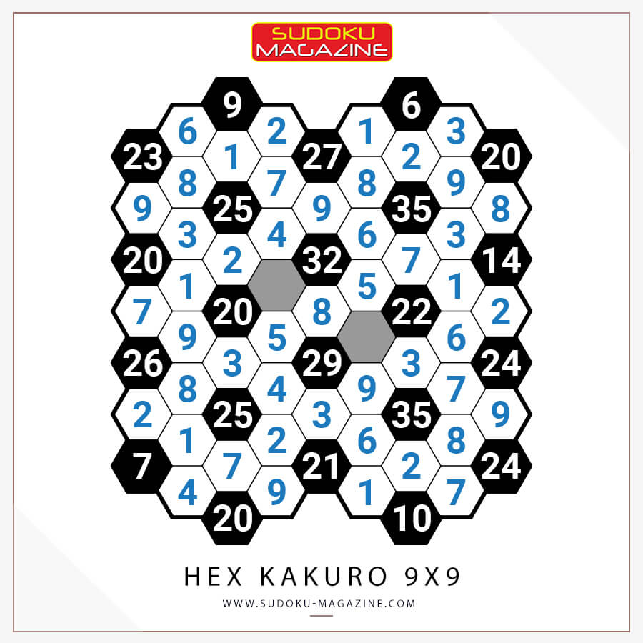 Hex Kakuro 9x9 Solution