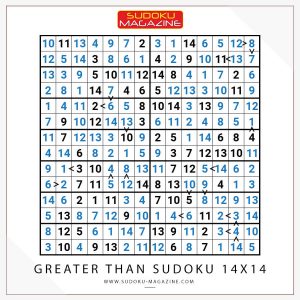 Greater Than Sudoku 14x14 Solution