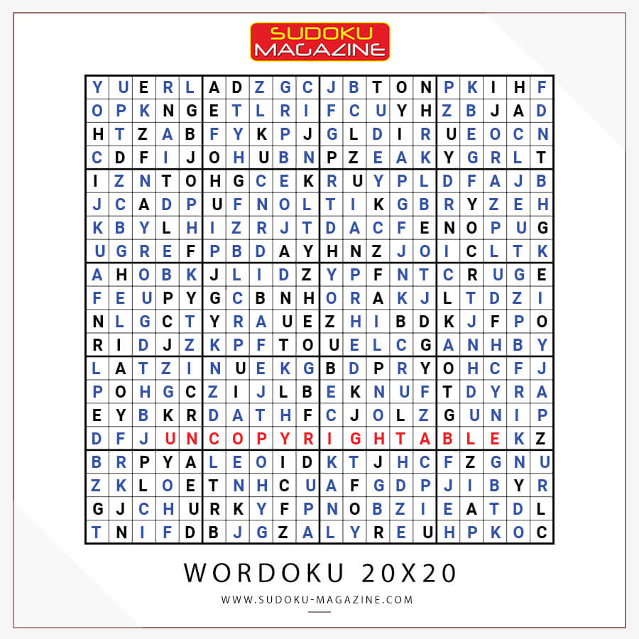 Hyper Wordoku 9x9 Solution