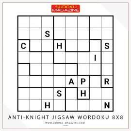 Anti-Knight Jigsaw Wordoku 8x8