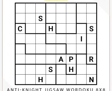 Anti-Knight Jigsaw Wordoku 8x8